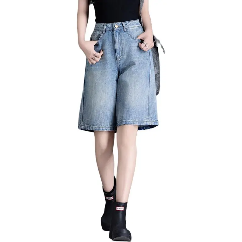 You Cow Me Pants Denim Shorts Women's Jade Sea Blue-10