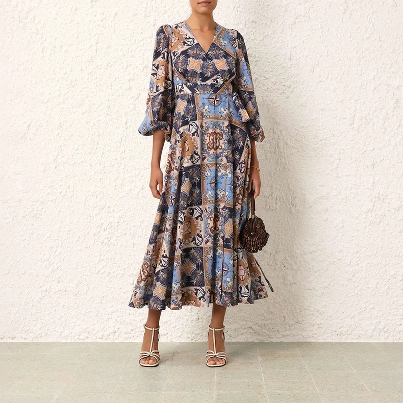 Zimmermann SS24 Long Sleeved Dress Women's Multicolor-2