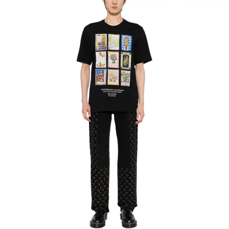 Marine Serre Graphic-print Cotton T-shirt-3