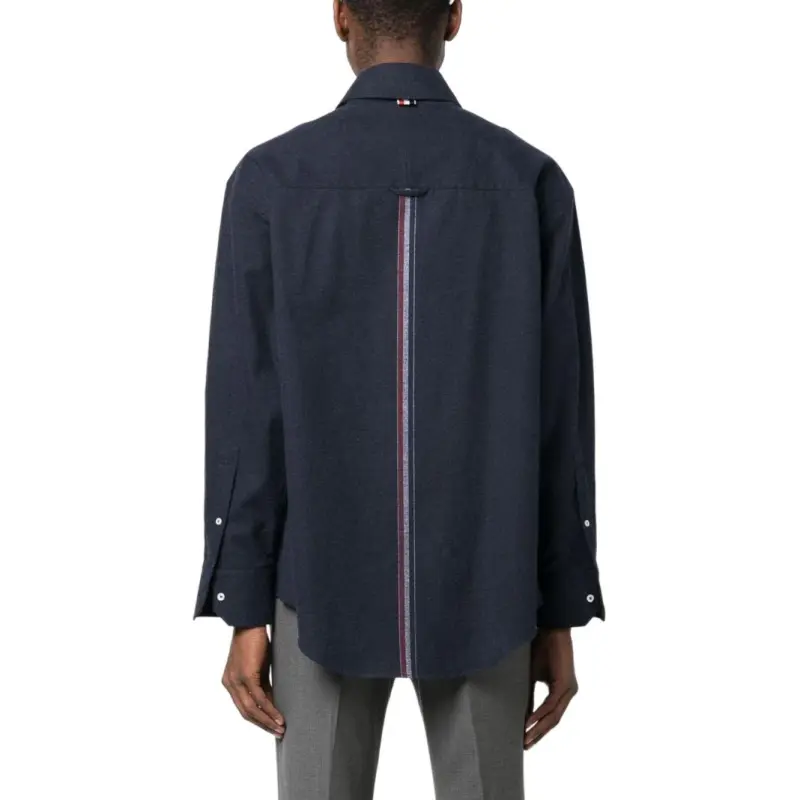 THOM BROWNE Rwb Striped Oversized Shirt-4