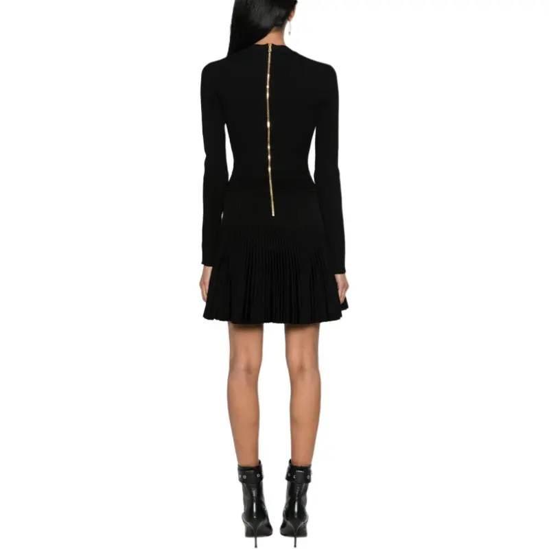BALMAIN Ribbed Knit Flared Mini Dress-3