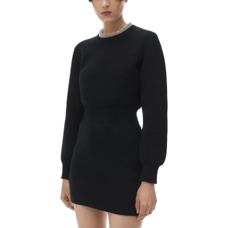 Alexander Wang Embellished-Neck Long-Sleeve Dress-3