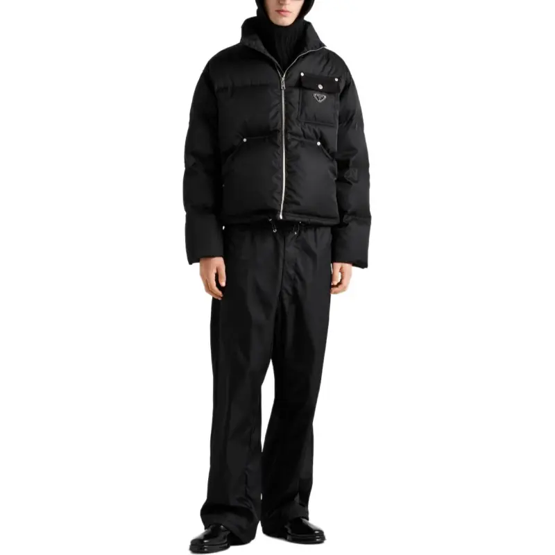 PRADA Triangle Logo Zipped Padded Jacket-1