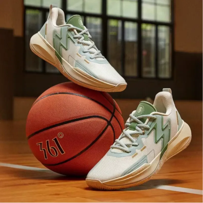 361° Anti Slip Wear Resistant Low Top Basketball Shoes Men's Green-4