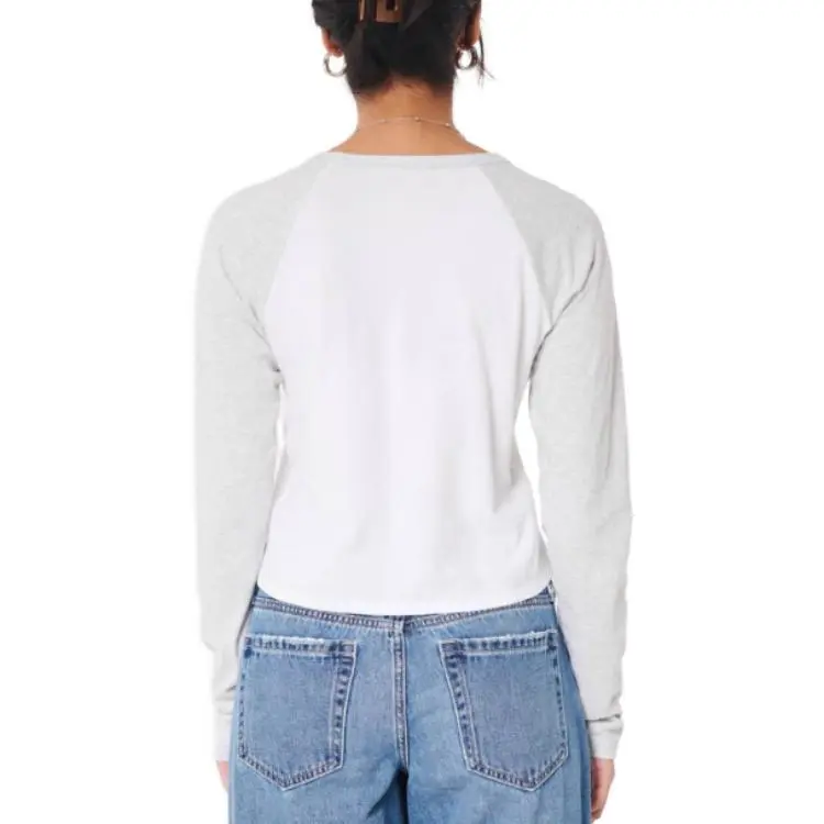 Hollister Raglan Sleeve T-Shirt Women's White-2