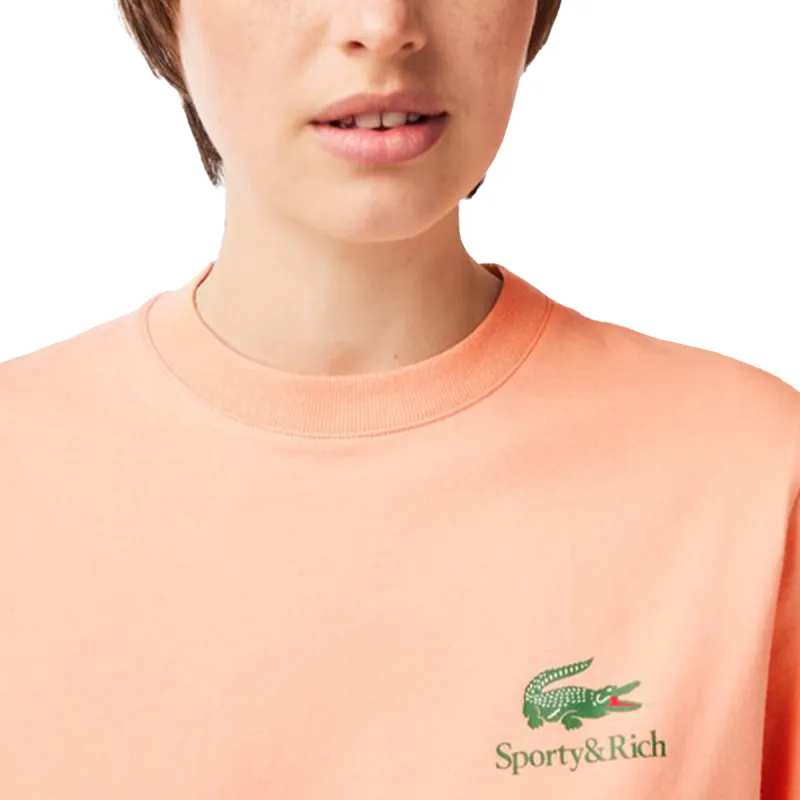 Sporty & Rich X LACOSTE T Shirts Unisex Orange-4
