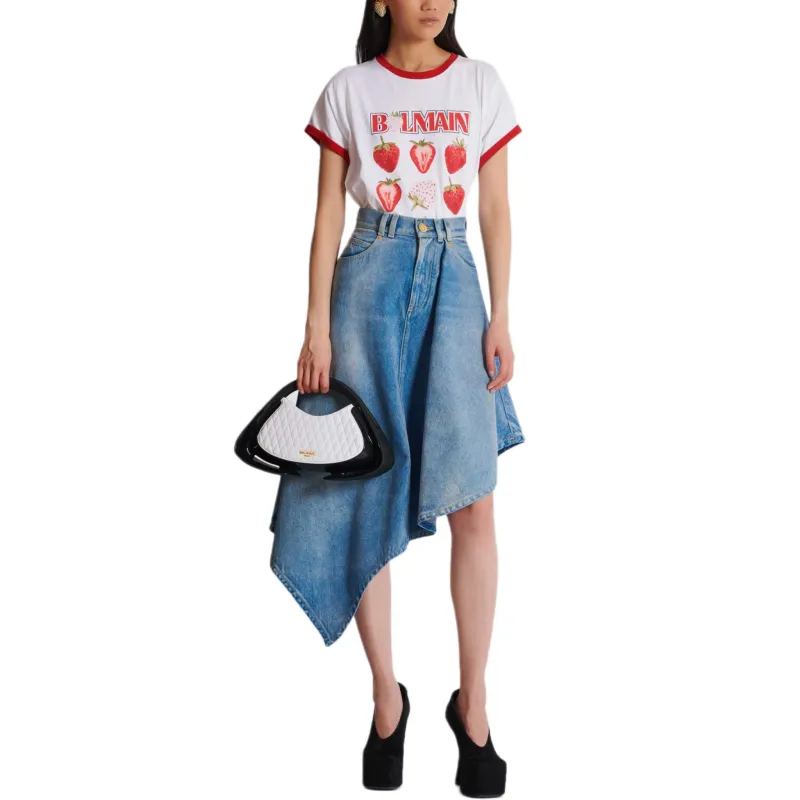 BALMAIN Asymmetric Denim Skirt-1