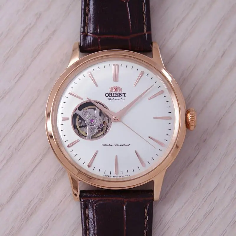 ORIENT Automatic/Manual Mechanical Movement Cow Leather Strap Watch 45.5*40.5mm Men's Watches White Dial-3