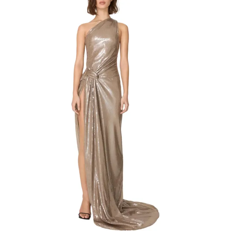 Khy x SIA ARNIKA FW24 Sequin One Shoulder Gown Evening Dress Women's Champagne/Champagne-1