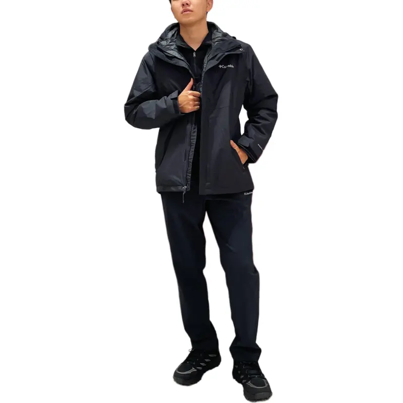 Columbia Hiking Skiing And Paragliding Water Resistant Windproof Wear Resistant Warm Windbreaker Jacket Men's Black-3