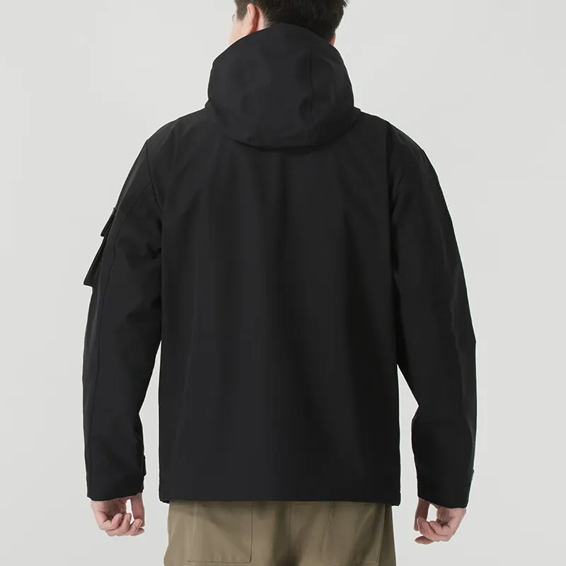 New Balance SS25 Clean Solid Color Minimalist Style Large Pocket Practical Hooded Jacket Men's Black-4