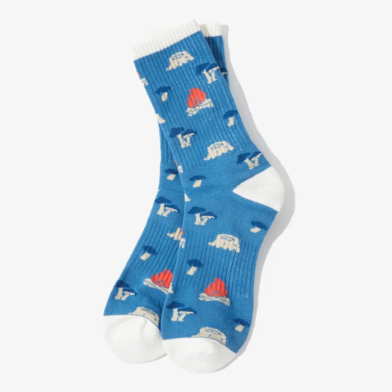 THE NORTH FACE CAMPING COOLMAX MID SOCKS Mid Calf Socks Unisex 1 Pack Gray Blue-1