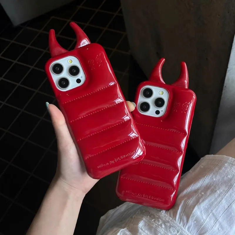 Wei Xin Leather Material Demon Antenna Leather Phone Cases Compatible With IPhone 16/15 Pro Max/Apple 13/14 Pro/Max-5