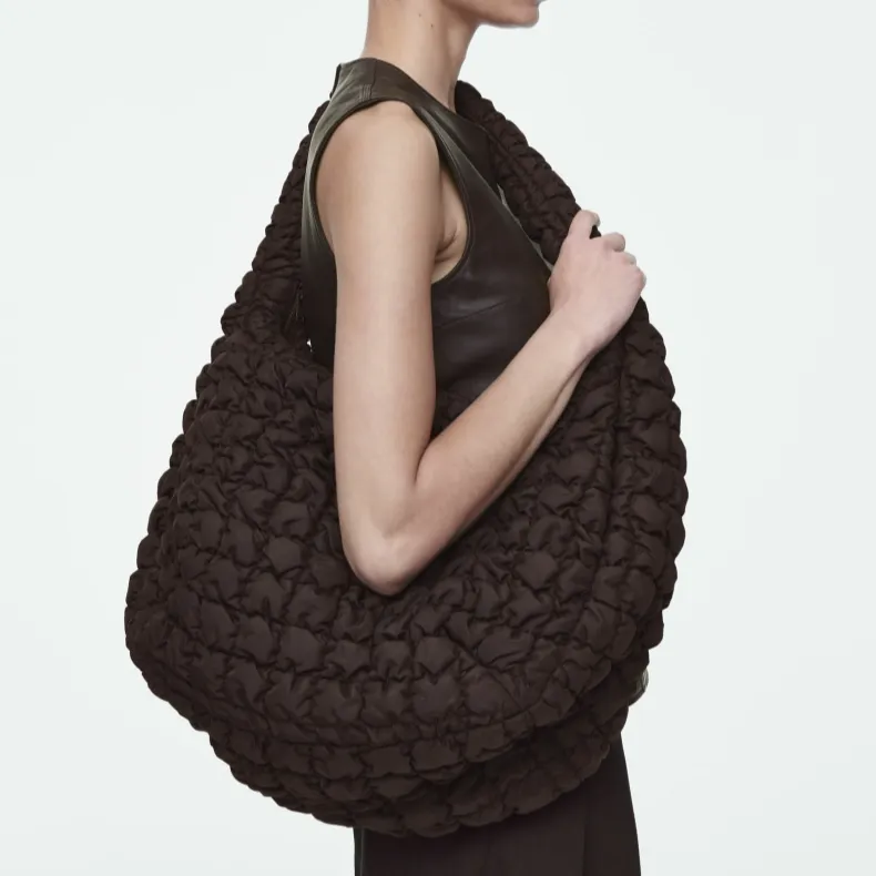 COS Polyester Handbag Shoulder Bag Large Size Women's Dark Brown-2