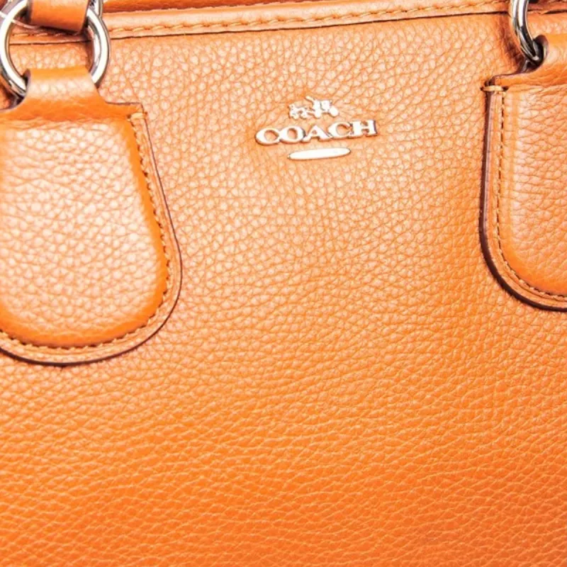 COACH Leather Tote Bag, Shopping Bag, Handbag Women's Orange-5