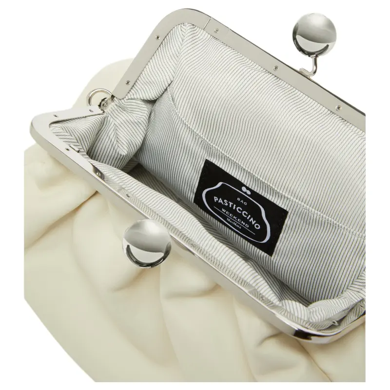 WEEKEND MaxMara Leather Crossbody Bag Shoulder Bag Medium Size Women's White-5