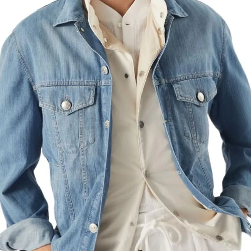 Brunello Cucinelli Long Sleeved Buttoned Denim Jacket-5
