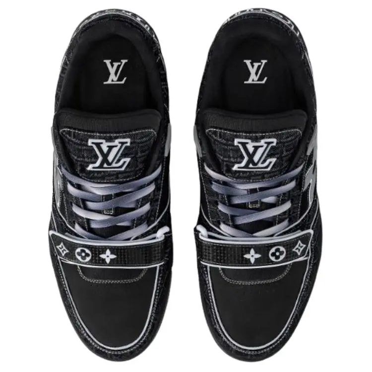 LOUIS VUITTON Trainer Low Top Skateboard Shoes Men's Black-2