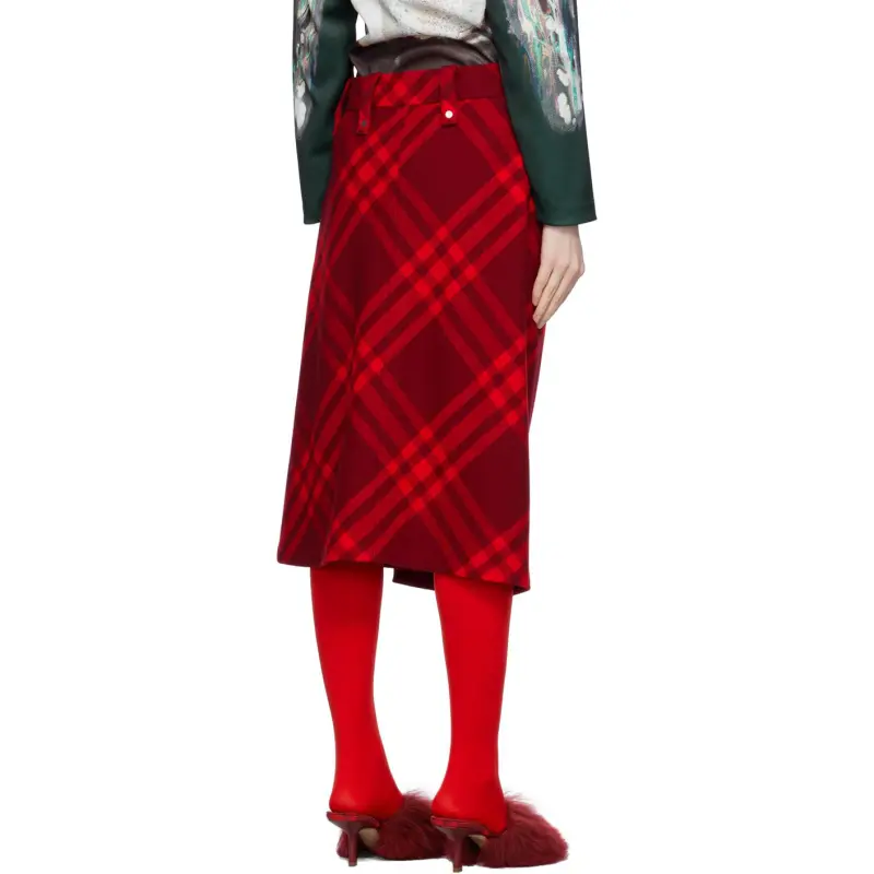 Burberry Vintage Check Frayed-Edge Skirt-1
