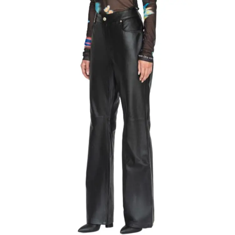 MOSCHINO Leather Flared Trousers-1