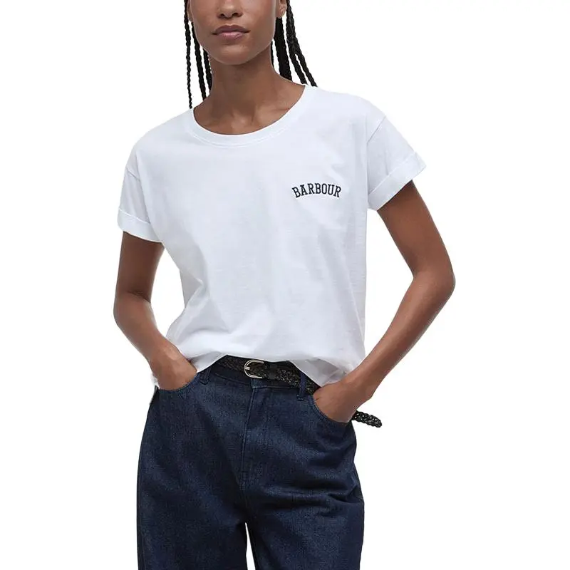 BARBOUR SS25 Drop Shoulder Sleeve T Shirt Women's White-2