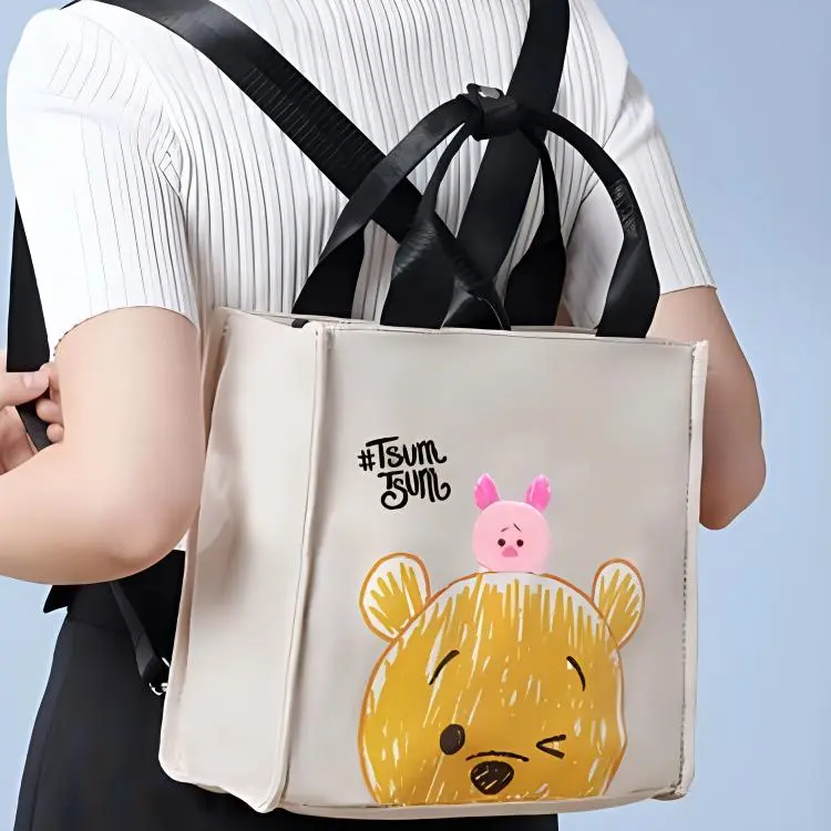 Disney Polyester Small Square Bag One Shoulder Crossbody Backpack Handbag Unisex White/Blue/Pink-1