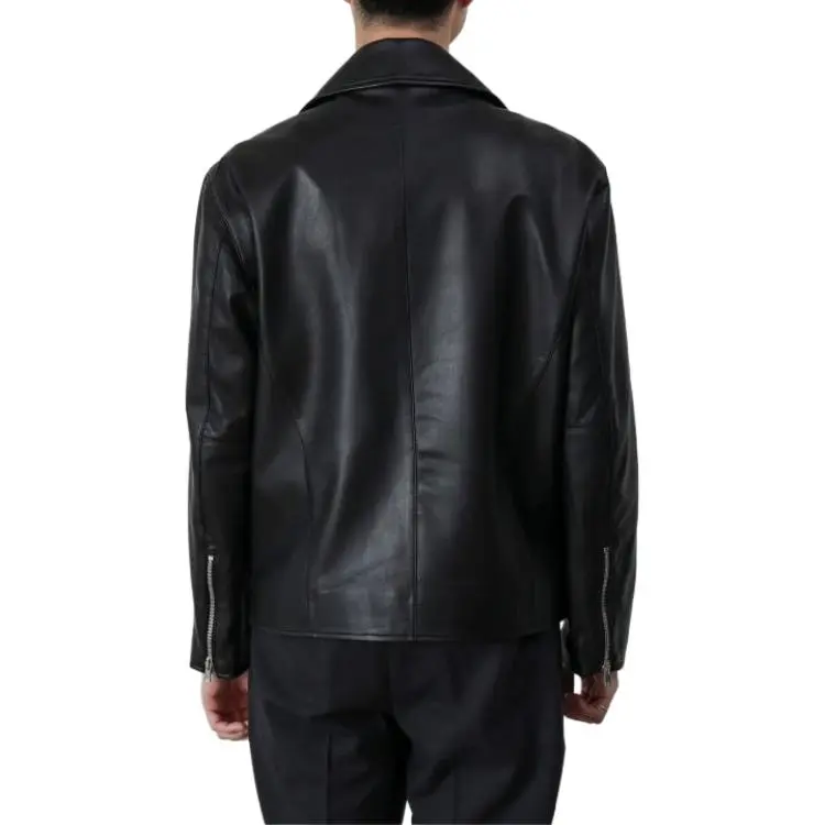 Beams Leather Jacket Men's Black-4