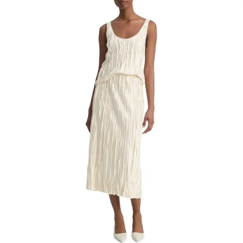 VINCE Satin Midi Skirt-2