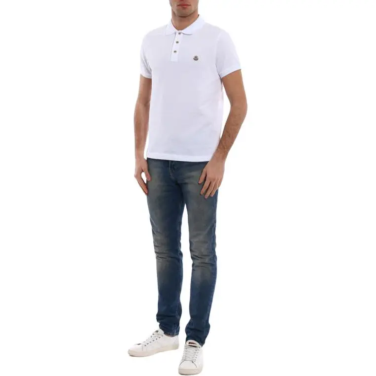 Moncler Logo Patch Polo Shirt Polo Shirt Men's White-4