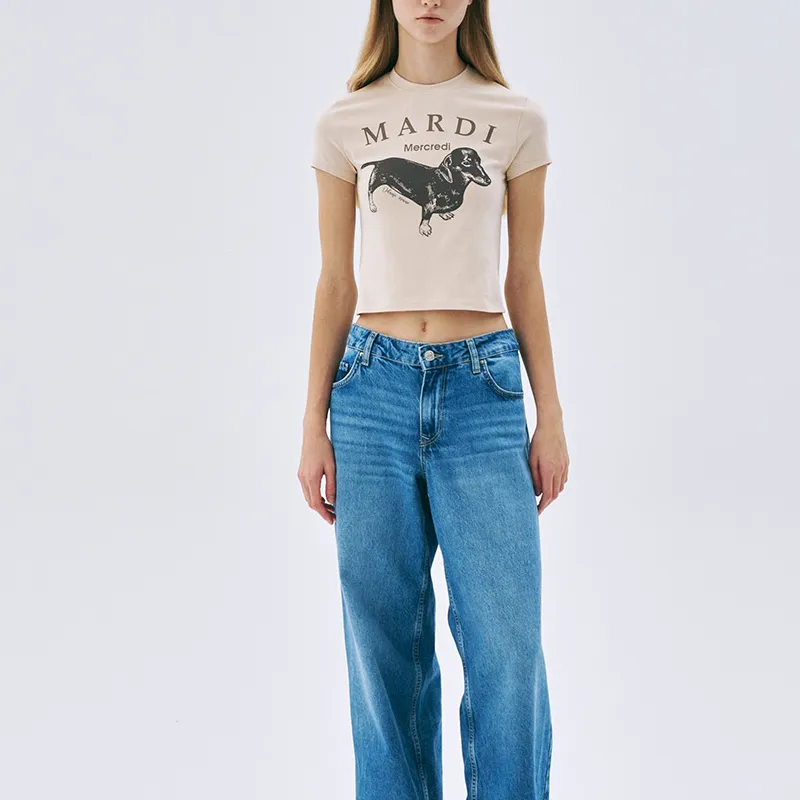 MARDI MERCREDI SS25 T Shirt Korean Style Women's Gray/Umber-1