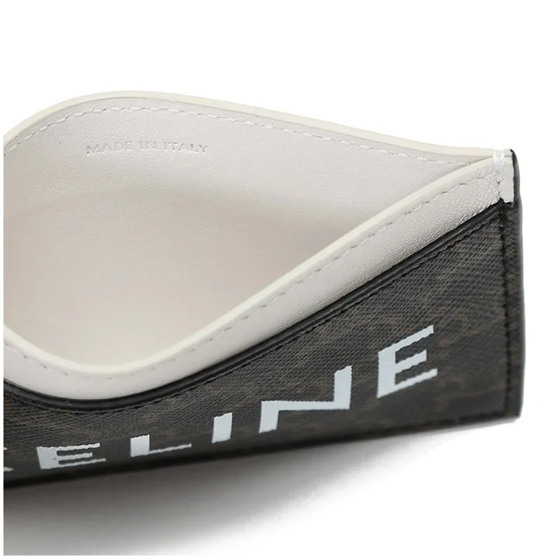 CELINE Coated Canvas Card Holder Card Holder Women's Charcoal Black Bone White Tawny-4