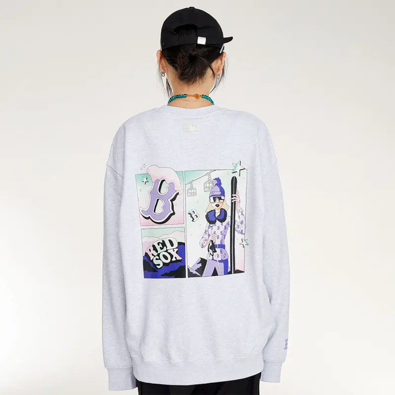 MLB Boston Red Sox LIKE Collection 24FW Crewneck Sweatshirt Unisex Light Heather Gray-2