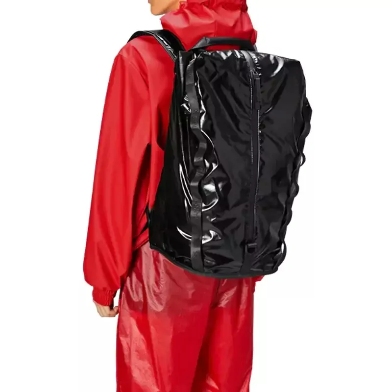 Rains Polyester Fiber Spliced With TPU Backpack Unisex Black-3