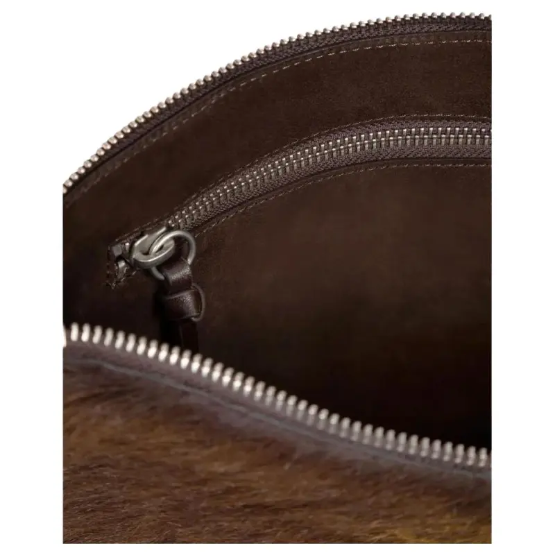 DRIES VAN NOTEN Leather Shoulder Bag Men's Chocolate & Yellow-3