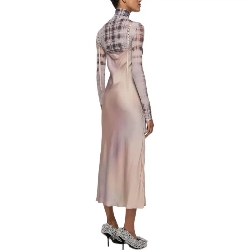 Acne Studios Elegant Silk Sling Dress Multi Pink-2