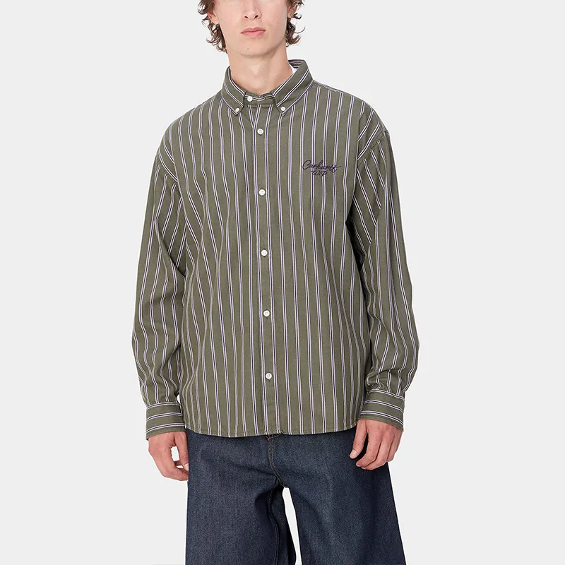 Carhartt WIP FW24 R Fullscreen L/S Signature Shirt Men's Office Green-3