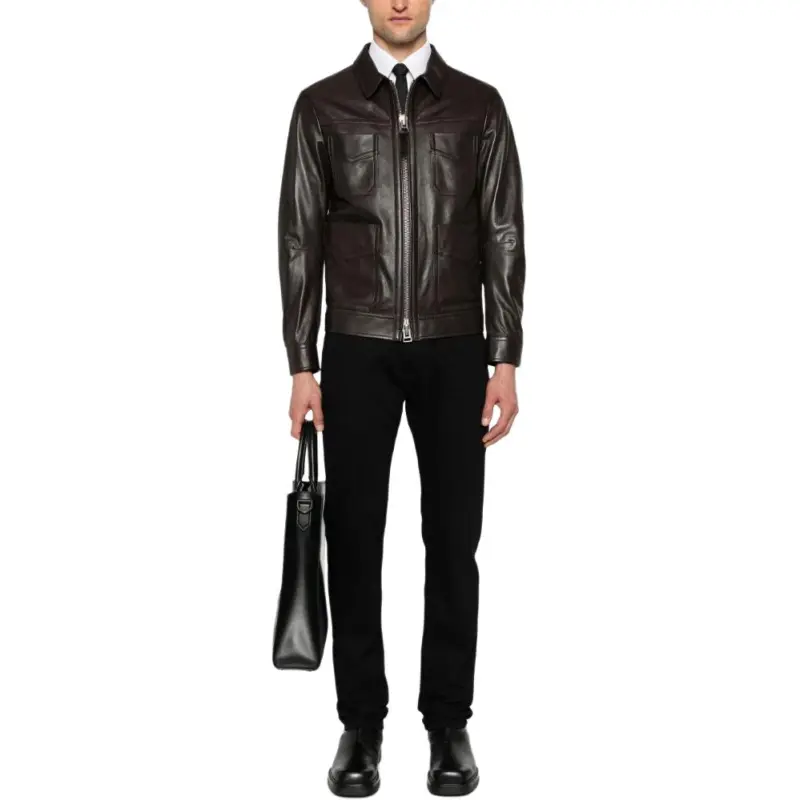 TOM FORD Unlined Grained Texture Leather Jacket-2