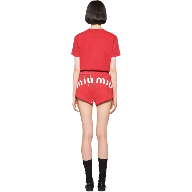 MIU MIU Logo Printed Drawstring Shorts-2