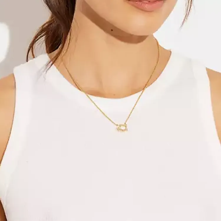 COACH Gold Plated Brass Necklaces Women's Gold-2