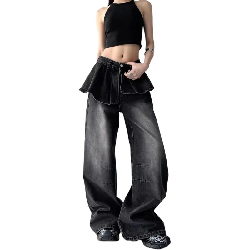 Concubine Zhu Jeans Women's Black Gray-1