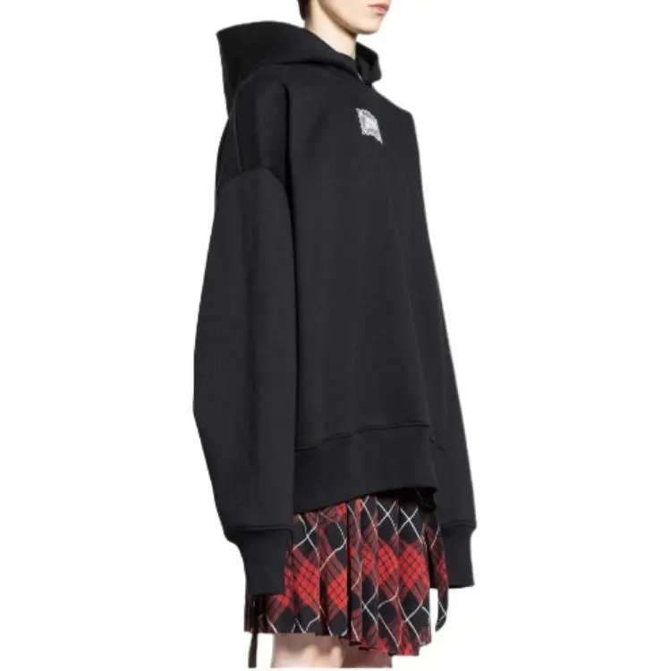 Jean Paul Gaultier Lace Label Oversized Hoodie 'Black'-4