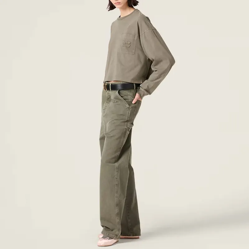 MIU MIU Regular T Shirt Women's Olive Green-3