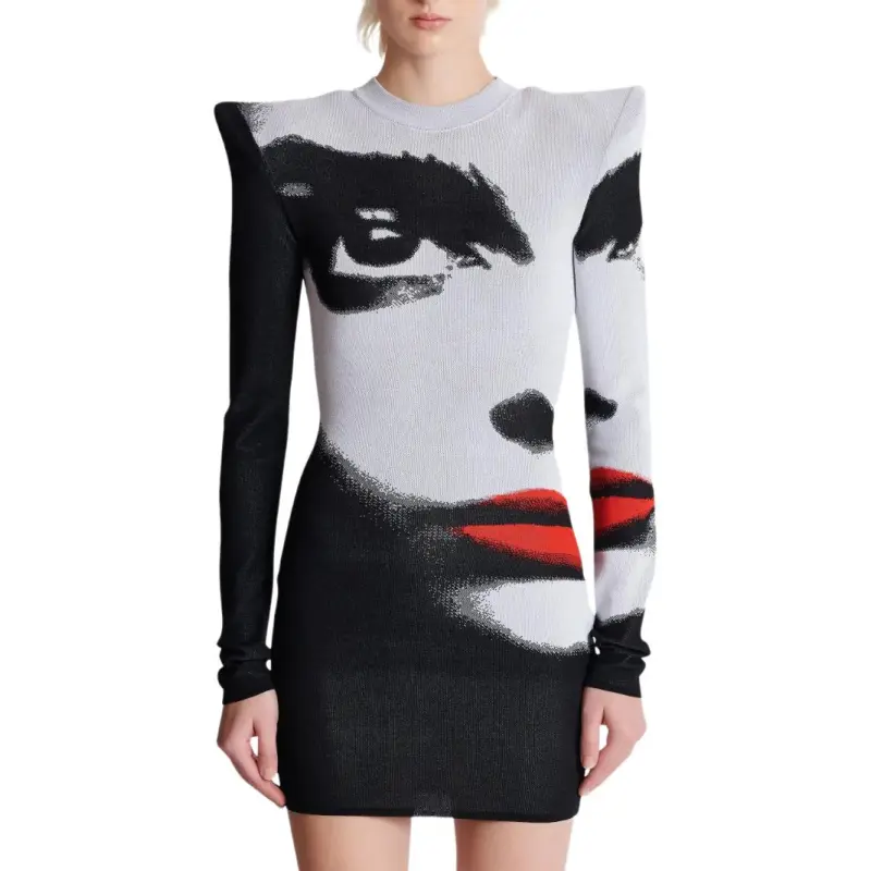 BALMAIN Face motif Mini Dress-2