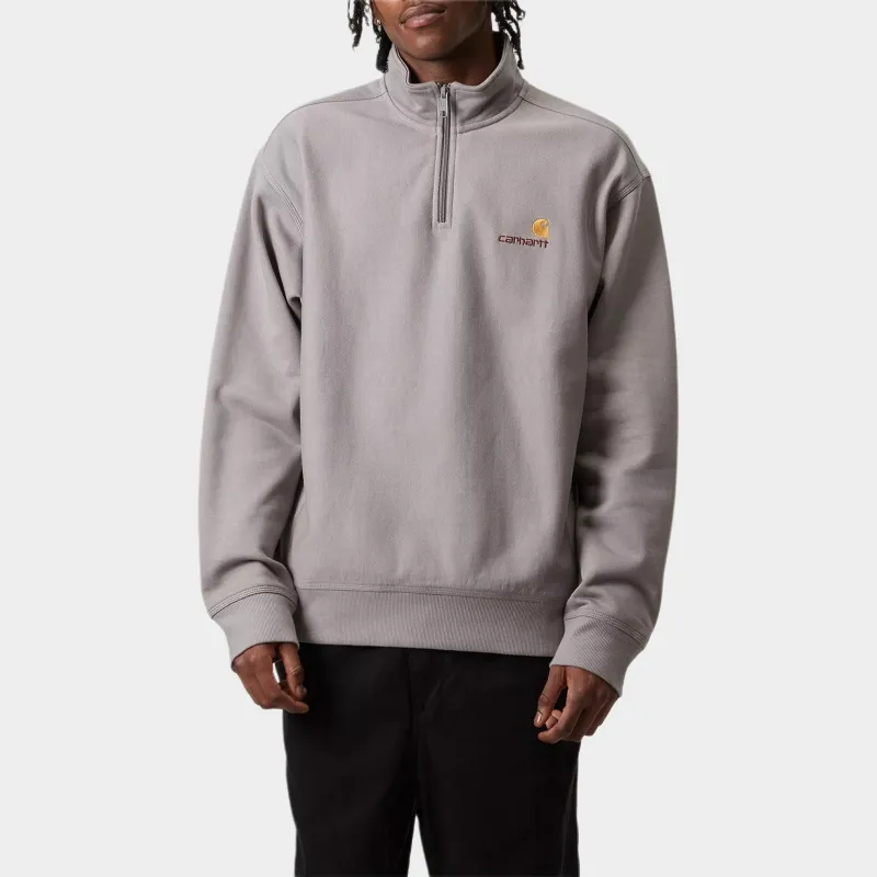 Carhartt WIP FW24 Half Zip American Script Sweatshirt Sweatshirt Unisex Gray-2