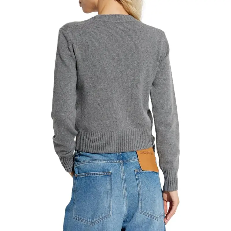 AMIPARIS Paris Ami De Coeur Logo Embroidered Knit Cropped Jumper-4