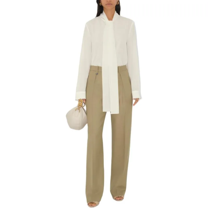 Burberry Wool Tailored Trousers Casual Pants Women's Khaki-1