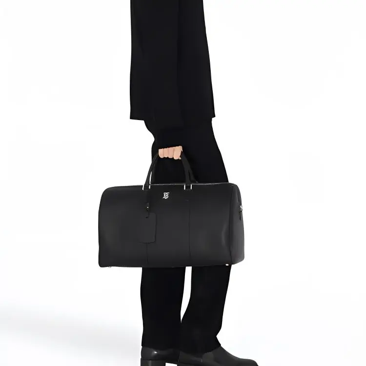 Burberry Calfskin Handbag Shoulder Bag Crossbody Bag Travel Bag Men's Black-4