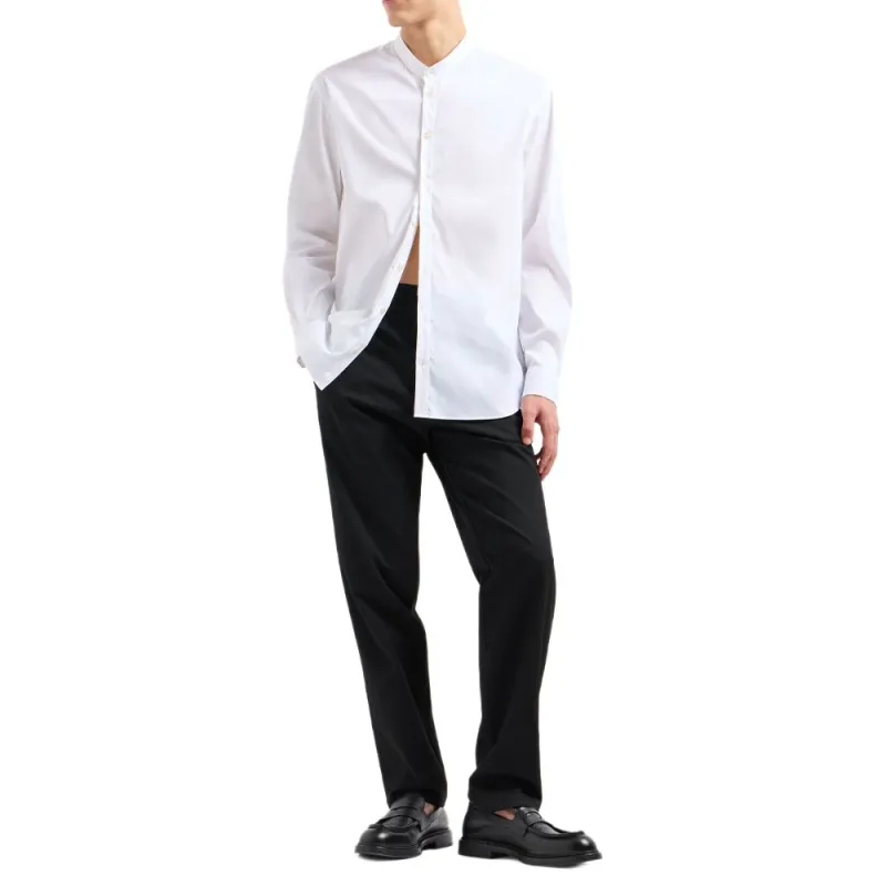 EMPORIO ARMANI Stretch Satin Shirt With Guru Collar-1