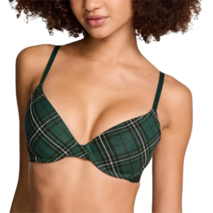 Victoria's Secret PINK WEAR EVERYWHERE Bra Women's Green Plaid-1