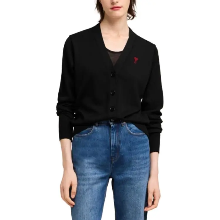 Ami Paris Ami De Coeur Logo Embroidered Buttoned Cardigan-4